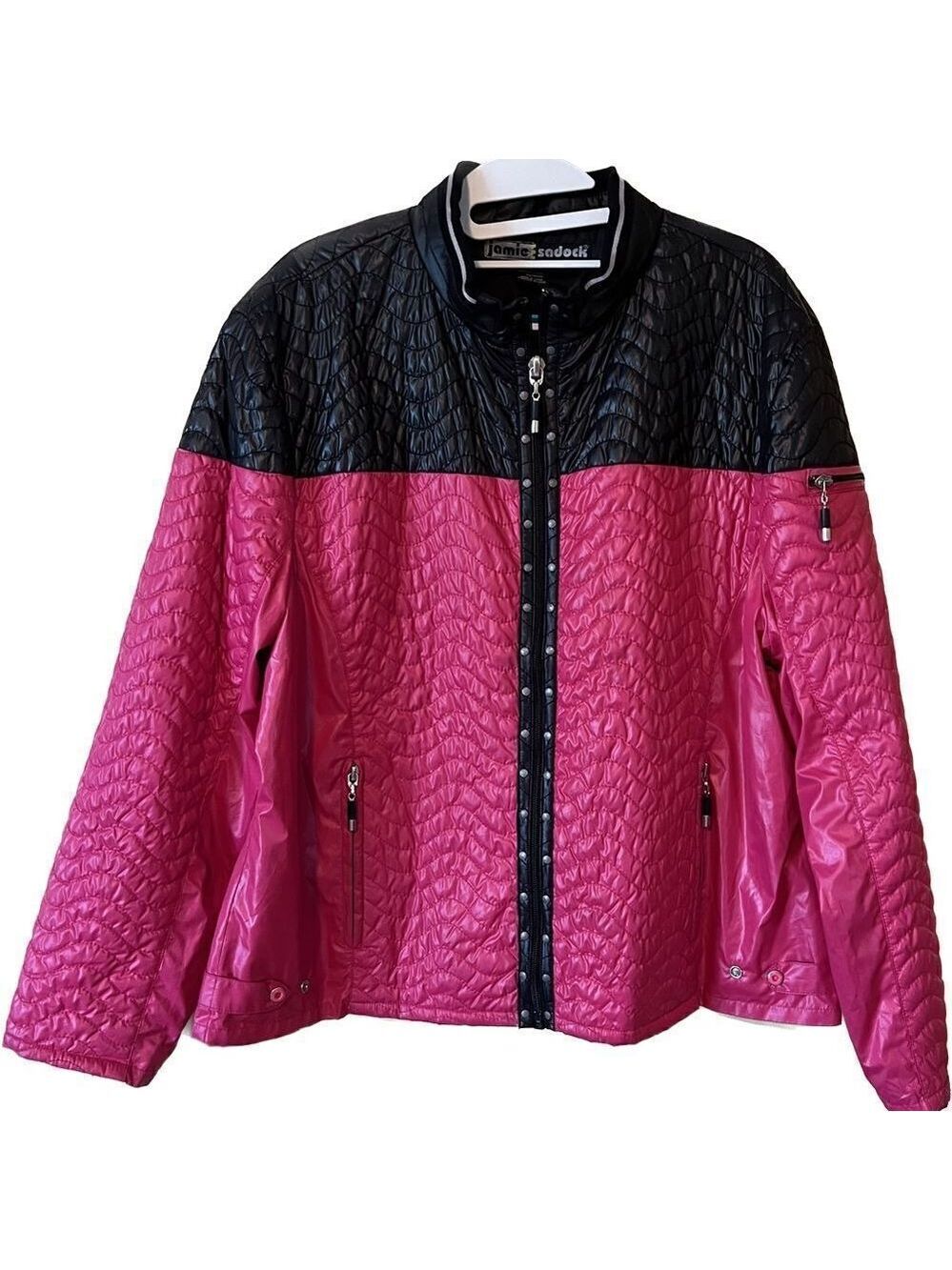 JAMIE SADOCK  quilted pink / black zip jacket. XL. Excellent condition